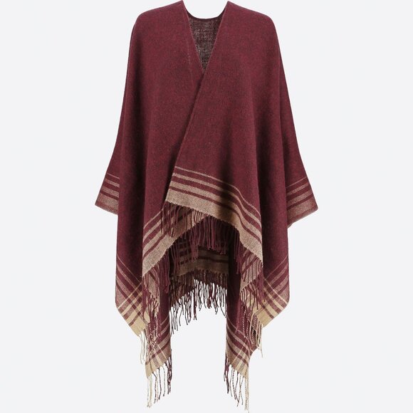 Wear 2 ways poncho/stole with fringe - Picture 1 of 7